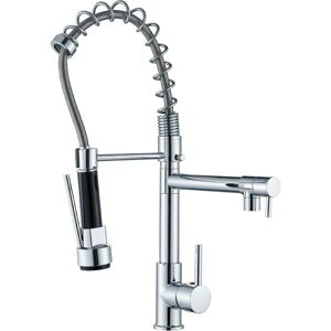 SHUNLI Kitchen Faucet with 2 Jets Single Lever Mixer Tap Mixer Tap Dual Function Sprayer 360° Swivel Cold & Hot Taps, Chrome Brass