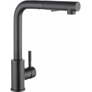 Dewdat - Kitchen Faucet with Black Spray, Kitchen Mixer with Pull-out Spray, 304 Stainless Steel Brushed Kitchen Faucet, 360° Rotating Sink Mixer,