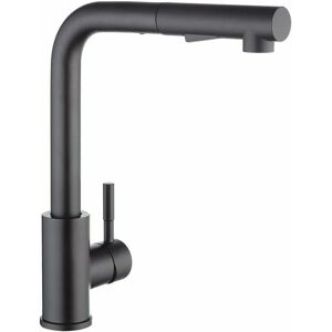 DEWDAT Kitchen faucet with black spray, kitchen mixer with pull-out spray, brushed 304 stainless steel kitchen mixer, 360° swivel sink mixer, 2-jet sink