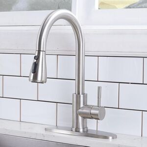 SHUNLI Kitchen Faucet with Pull-Down Sprayer, Brushed Nickel Faucet for Kitchen Sinks, Stainless Steel Kitchen Sink Faucet