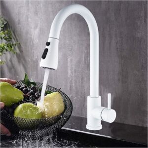 CYSLMUK Kitchen Faucet with Pull Down White Sprayer, 360° Rotatable Kitchen Faucet with 2 Spray Modes