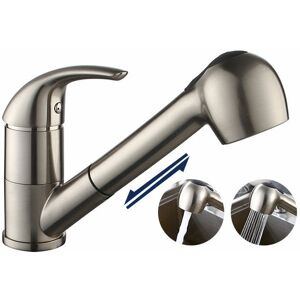 MUMU Kitchen faucet with pull-out shower kitchen mixer tap 2 jet types to choose from Brushed sink mixer tap
