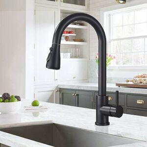 Fuhuida Trading - Kitchen Faucet with Pull Out Spray Black 360 Degree Swivel Sink Mixer Tap with 3 Spray Modes Single Lever Kitchen Faucet Hot and