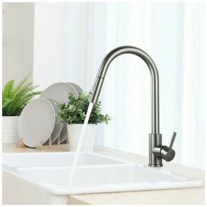 DEWDAT Kitchen Faucet with Pull-Out Spray Dark Gray 360° Rotatable Stainless Steel Kitchen Sink Mixer Tap 2 Functions