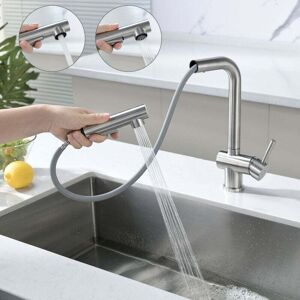 ZVD Kitchen Faucet with Pull-Out Spray Mixer Tap 2-Spray Pull-Out Sink Sprayer 360° Swivel Sink Mixer Tap Kitchen Mixer Tap with Removable Bubbler