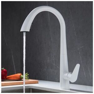 Cyslmuk - Kitchen faucet with pull-out spray Single-lever faucet 360° swivel hot and cold available in white stainless steel