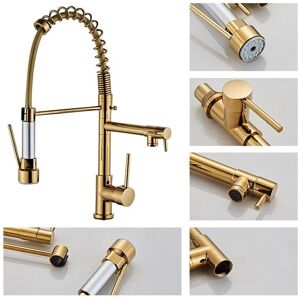 ZVD Kitchen Faucet with Pull-Out Sprayer - 360° Swivel Sink Faucets, Spiral Spring Kitchen Mixer Tap, Single Lever for Hot and Cold Water, Available in
