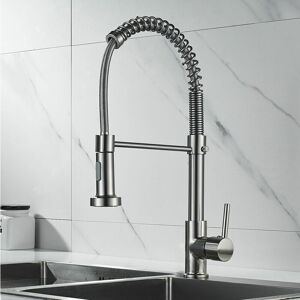 Dewdat - Kitchen Mixer Tap 360°Swivel, Modern Single Handle Spring Kitchen Sink Faucet with Pull Out Spray Head,2-Modes Spray