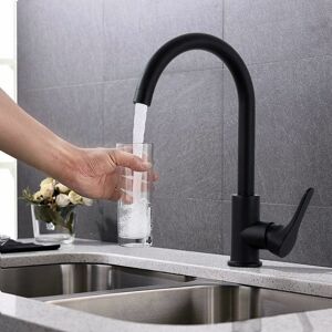 Dewdat - Kitchen Mixer Tap Pro, with High Spout, 360° Rotatable Kitchen Faucet for Kitchen Sink Matte Black