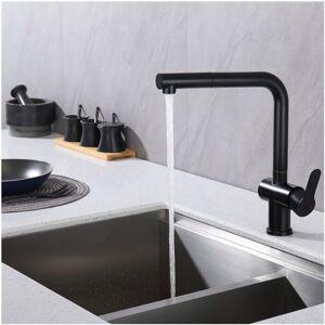 CYSLMUK Kitchen Mixer Tap with Pull Out Spout, 360° Swivel Sink Faucet, Matte Black Stainless Steel Kitchen Faucet