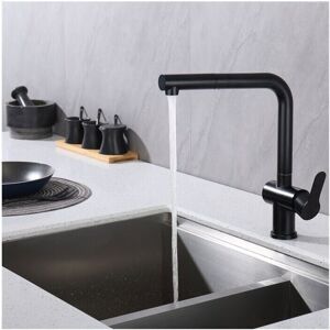 Ymyny - Kitchen mixer tap with pull-out spout, 360° swivel sink tap, matte black stainless steel kitchen faucet
