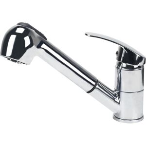 SHUNLI Kitchen mixer tap with pull-out spray 360 degrees swivel in chrome-plated brass for hot and cold water