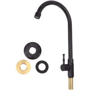 GROOFOO Kitchen Sink Faucet Vintage Copper Single Handle Hot and Cold Water Mixer Tap for Home Hotel Black