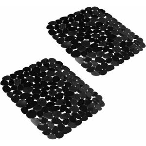 Linghhang - Kitchen Sink Mat, 2 Pack Adjustable Sink Protector Mats, Black Stainless Steel Sink Mat, Dish Mat for Bathroom Kitchen Countertop,