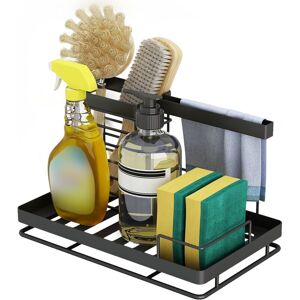 LONGZIMING Kitchen Sink Sponge Holder, Kitchen Sink Storage Sponge Brush Holder Organizer with Drainage Tray, for Storage Dishwashing Liquid, Sponge, Cleaning