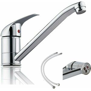 DAYPLUS Kitchen Sink Taps Mono Basin Mixer Taps Faucet Modern Single Lever Chrome Kitchen Sink Swivel Spout Hot and Cold Water Mixer Sink Swivel Chrome Brass