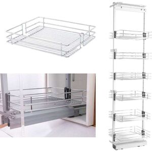 LIVINGANDHOME Living and Home Tall and Narrow 6-Tier Metallic Pull-out Kitchen Cabinet Basket
