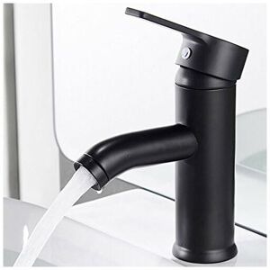 Tinor - Matte Black Faucet Copper Bathroom Sink Mixer Tap Matte Hot Cold Water Basin Sleek faucets and retro design Single hole lever faucet Durable