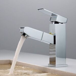 SHUNLI Mixer Tap Pull Out Kitchen Sink Mixer Tap 360° Swivel Sink Hot and Cold Faucet Chrome Brass Bathroom Sink Filter Tap Telescopic Waterfall Faucet