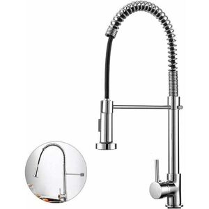 GROOFOO Modern Mono Kitchen Mixer Tap Dual Spout & Pull Out Spray Single Lever Chrome, 2-Modes Spray