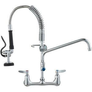 Mophorn - Commercial Faucet with Pre-Rinse Sprayer, 21' Height, 8' Center, 12' Swing Spout, Wall Mount Kitchen Sink Faucet, Brass Constructed Device