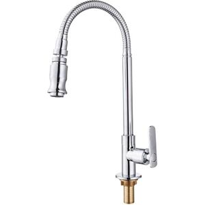 CYSLMUK Outdoor Kitchen Sink Faucet - 360° Rotatable Single Hole Cold Water Kitchen Faucet, Flexible Neck Laundry Faucet, Bar Faucet, Garden Outdoor Faucet,