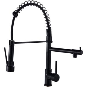 ROSE Pink Kitchen Faucet, Spring Faucet Kitchen Mixer Tap, 360° Swivel, Cold & Hot Available, Black