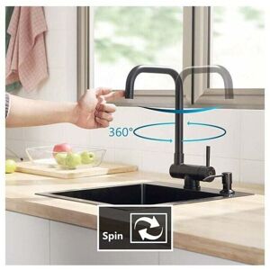 ZVD Pull-down kitchen faucet, black, pull-down kitchen faucet with 2 nozzles to choose from under the window, kitchen mixer tap with 360° rotating spout,