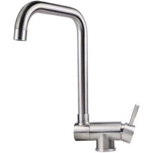 ZVD Pull-down kitchen faucet, foldable stainless steel sink mixer in front of the window, 360° rotating sink faucet brushed