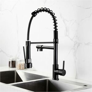 CYSLMUK Pull-Out Kitchen Faucet 2 Jets Kitchen Mixer Tap with 2 Spray Modes Cold and Hot Available - Black