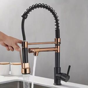 CYSLMUK Pull-out Kitchen Faucet 2 Jets Single-lever Mixer Tap 360° Swivel Available Hot and Cold Water Black