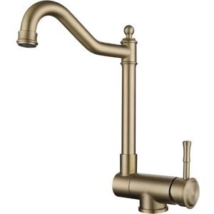 YMYNY Pull Out Kitchen Mixer Tap, Swivel Spout Foldable Kitchen Faucet for Countertop Sink (Brushed Gold) MUMU