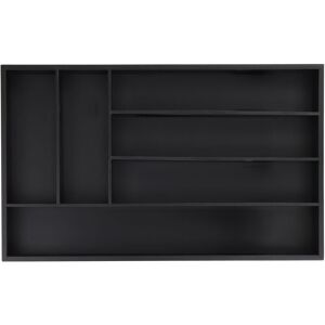 Relaxdays - Bamboo Cutlery Tray, 6 Compartments, hwd: 5 x 46 x 28 cm, Kitchen Drawer Insert, Silverware Organiser, Black