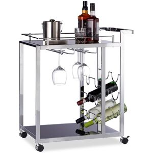 Relaxdays - baron Glass Serving Trolley, Design, Wine Rack for 6 Bottles, HxWxD: 75 x 40 x 70 cm, Kitchen Cart, Black