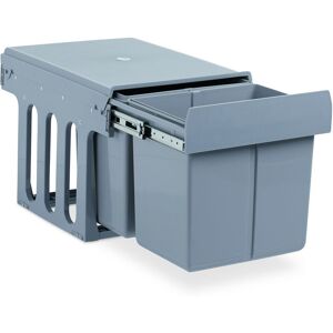 Relaxdays - Built-In Kitchen Bin, Pull Out, 15 l, Plastic Waste Separation System, hwd 35 x 34 x 48 cm, Grey