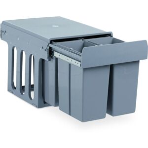 Relaxdays - Built-In Kitchen Bin, Pull Out, Under Counter Waste Separation System, Plastic, 4x8 l, hwd: 35x34x48 cm, Grey