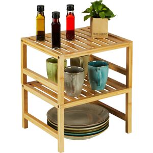 Relaxdays - Cupboard Insert, 2x Set, Bamboo, HxWxD: 20 x 35.5 x 30.5 cm, Shelf Rack for Worktop & Kitchen Cabinet, Natural