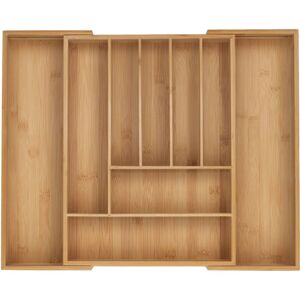 Relaxdays - Cutlery Tray, 7-9 Compartments, 5 x 32.5-53.5 x 43 cm, Extendable Drawer Organiser, Bamboo, Kitchen, Natural