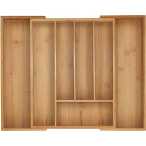 Relaxdays - Cutlery Tray, 5-7 Compartments, 5 x 29.5-47.5 x 38 cm, Extendable Drawer Organiser, Bamboo, Kitchen, Natural