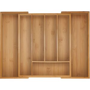Relaxdays - Cutlery Tray, 5-7 Compartments, 5 x 28-44.5 x 33.5 cm, Extendable Drawer Organiser, Bamboo, Kitchen, Natural