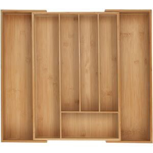 Relaxdays - Cutlery Tray, 5-7 Compartments, 6 x 34-56 x 50 cm, Extendable Drawer Organiser, Bamboo, Kitchen, Natural
