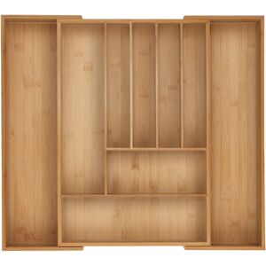 Relaxdays - Cutlery Tray, 7-9 Compartments, 6 x 34-56 x 50 cm, Extendable Drawer Organiser, Bamboo, Kitchen, Natural