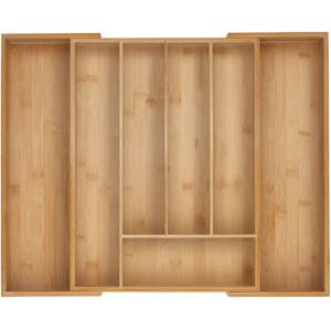 Relaxdays - Cutlery Tray, 5-7 Compartments, 5 x 32.5-53.5 x 43 cm, Extendable Drawer Organiser, Bamboo, Kitchen, Natural
