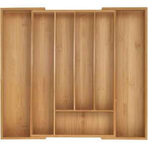 Relaxdays - Cutlery Tray, 5-7 Compartments, 5 x 31-50 x 45 cm, Extendable Drawer Organiser, Bamboo, Kitchen, Natural