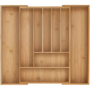 Relaxdays - Cutlery Tray, 7-9 Compartments, 5 x 31-50 x 45 cm, Extendable Drawer Organiser, Bamboo, Kitchen, Natural