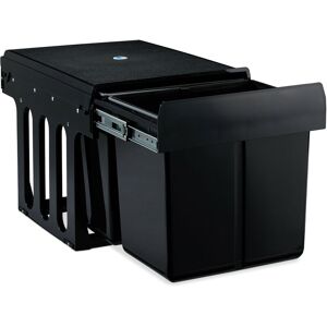 Relaxdays - Built-in Waste Bin 2 Compartment 15L each, Pull-out Disposal Unit, Recycling, hwd: 35 x 33.5 x 47.5 cm, Black