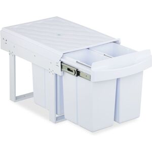 Relaxdays - Pull Out Kitchen Bin, 4 Sections, 4 x 8L, 34.6x34x51.8 cm, Undersink, Built-In Rubbish Disposal, White