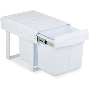 Relaxdays - Pull Out Kitchen Bin, 2 Sections, 2 x 15L, 34.6x34x51.8 cm, Undersink, Built-In Rubbish Disposal, White