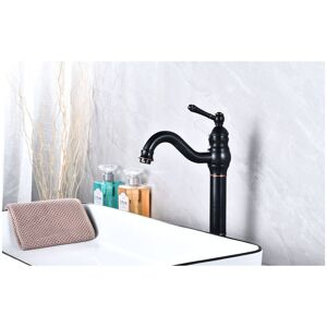Cyslmuk - Retro 360° Swivel Bathroom Sink Faucet Single Lever Mixer Tap High Spout Hot and Cold Water Available Black