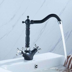 ZVD Retro nostalgic kitchen faucet, sink faucet, kitchen faucet, mixer tap, black faucet, two handle chrome sink